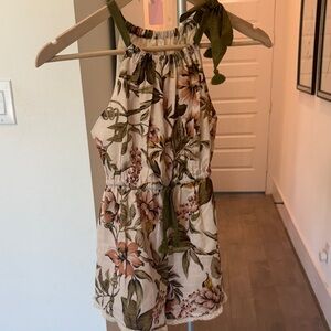 Zimmermann Kids Floral Romper in Cream and Green